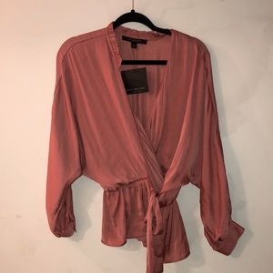 Marc New York Satin wrap v neck blouse